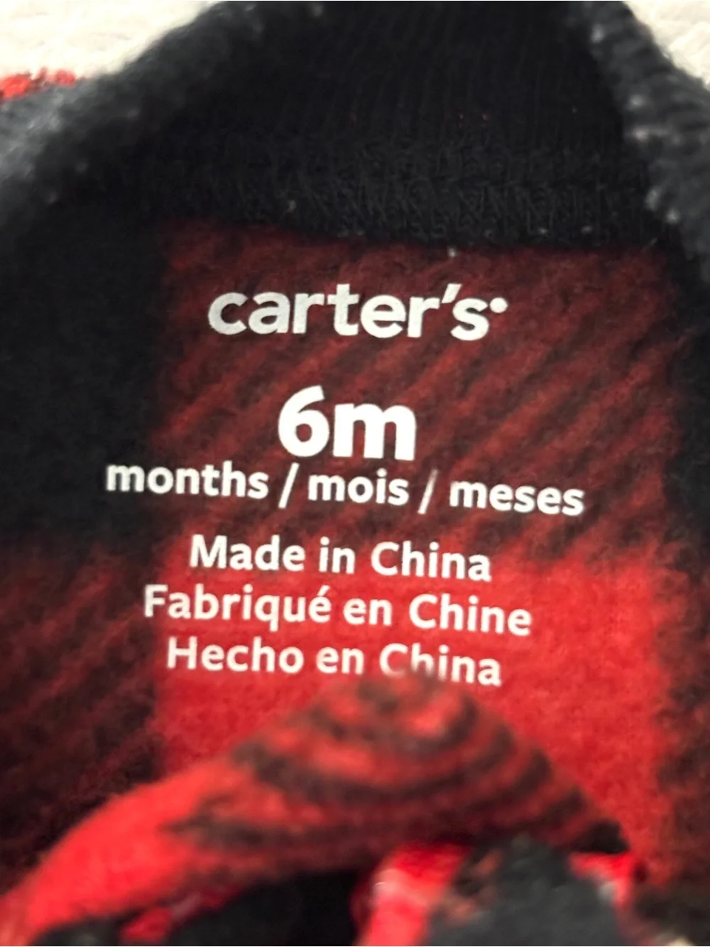 Carter's Red and Black Buffalo Plaid Teddy Bear Footed One-Piece